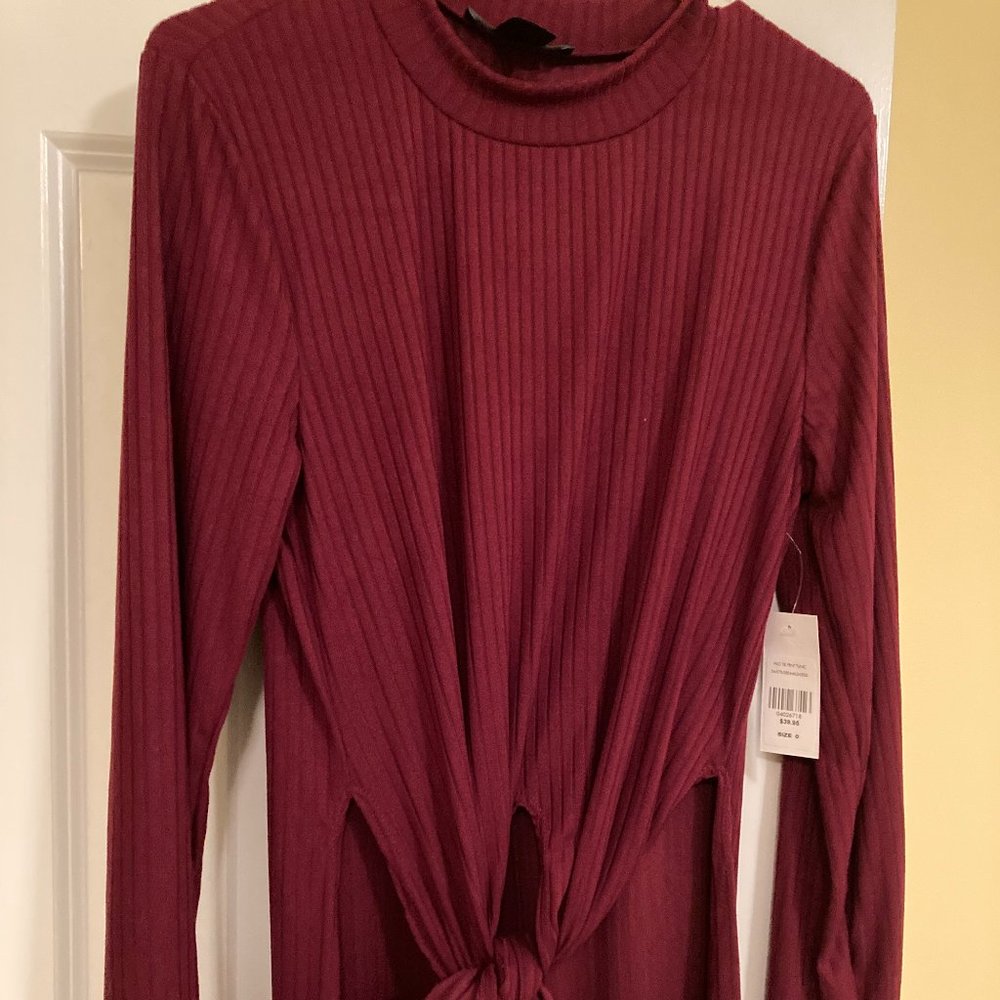 Fashion to Figure Tie Front Long Line Tunic